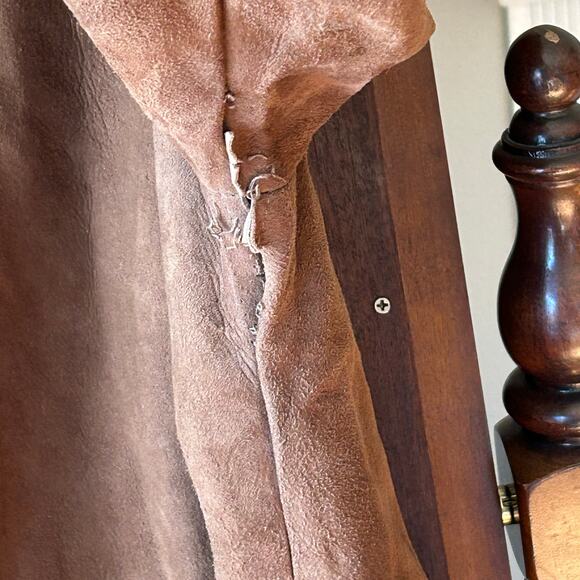 Vintage Highlander Leather winter coat Brown w/ Fur Collar M/L - Picture 10 of 15